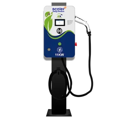 Public EV charging station with 11KW capacity from Scaler Energy Solutions, ideal for electric vehicle charging.