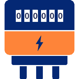 Illustration of an electricity meter showing zero reading, used for tracking energy consumption and power usage.