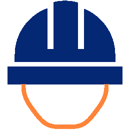 Icon of a person wearing a safety helmet representing workplace safety.