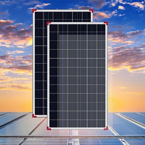 High-efficiency solar panels for rooftop solar systems installed under a vibrant sunset sky, ideal for residential and commercial solar energy solutions.