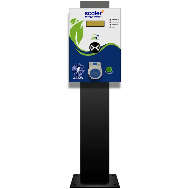 Public EV charging station with 3.3KW capacity from Scaler Energy Solutions, ideal for electric vehicle charging