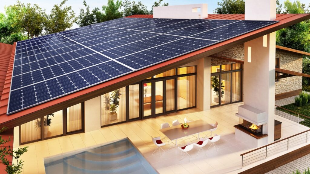 Modern home with rooftop solar panels installed for efficient solar energy solutions.