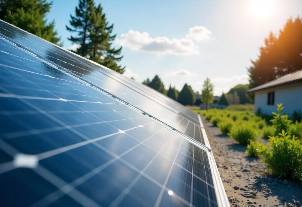 Residential solar panels providing efficient solar power solutions in a green environment