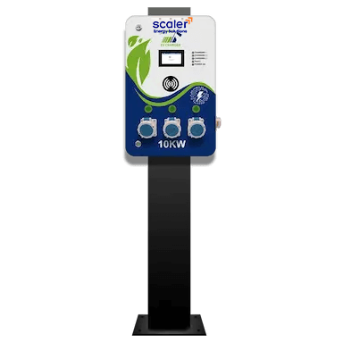 Public EV charging station with 10KW capacity from Scaler Energy Solutions, ideal for electric vehicle charging.